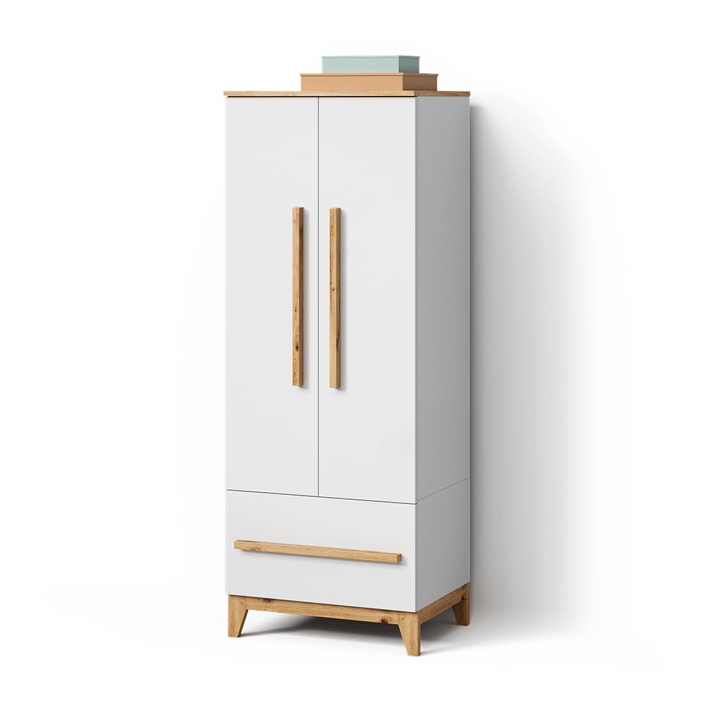Livinity Guardaroba per bambini Mailo, Bianco/Artisan, 70 x 186.8 cm con 4 cassettiper un deposito elegante con tanto spazio