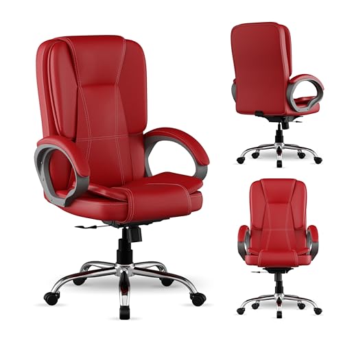 Image of FUGO FG13 Ergonomic Office Chair | Adjustable Height Swivel Chair with 360 Rotation | Comfortable Seating for Home Office & Study | Computer Desk Chair with 3-Year Warranty (Red)