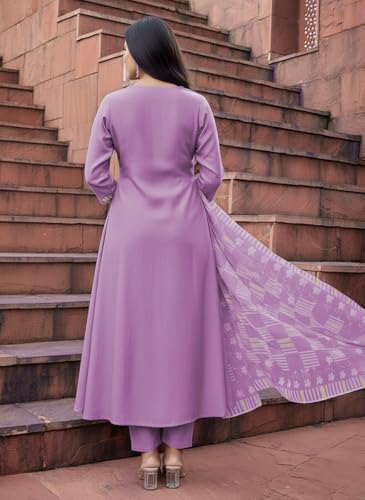 Image of SHIENZY Women's Embroidered Kurta Pant Set with Dupatta | Straight Kurta Set for Women | Ethnic Kurta Set for Women, Traditional Indian Kurta Pant Dupatta Set