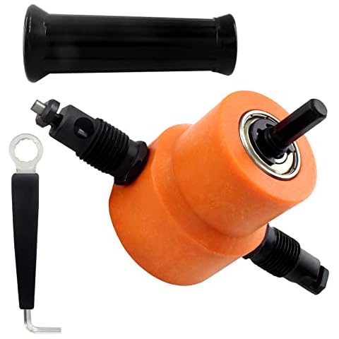 Aracombie Multipurpose Double Head Sheet Orange Nibbler Metal Cutter Hole Saw Drill Attachment Tool For Iron, Stainless Steel, Aluminum, Plastic, Plywood Plate Cover