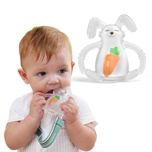 Image of Smily Mia Baby Teething Toys |Sunny Bunny Easter Teether for3-6Months, Chew Toys |Baby Montessori Sensory Toys for 4,5,6Months, Teethers for Teething Relief, Easter Basket Stuffers & Essentials(White)