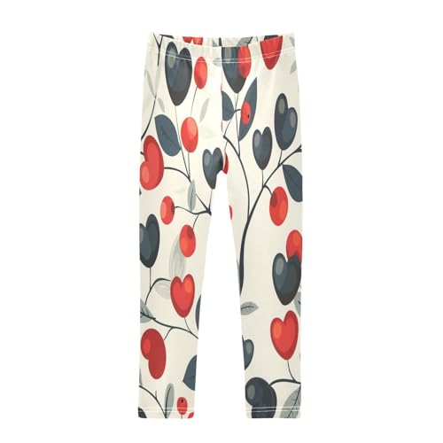 Toddler Girls Leggings Printed Yoga Pants Leggings Black Red Heart for Kids