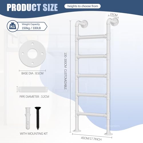 Escalera de metal ajustable y extensible de 1,2 a 2,7 m con soportes de pared 3