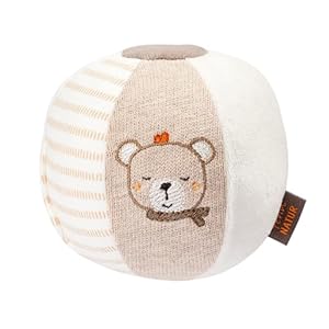 Fehn Activity Stoffball Esel & Teddy fehnNATUR – Spielball mit Bio Baumwolle – Ball Babyspielzeug mit Rassel – Greifball zur Förderung der Motorik – Spielzeug für Babys & Kleinkinder ab 0+ Monaten
