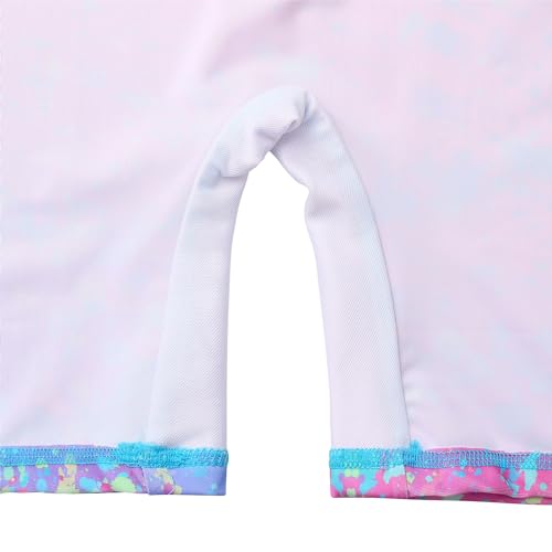 Image of TFJH E Short Sleeve Girls Swimsuits UV 50+ One Pieces Zipper 2-14Y | From beach vacations and pool parties to cruises and water parks, this colorful floral swimsuit is her summer favorite