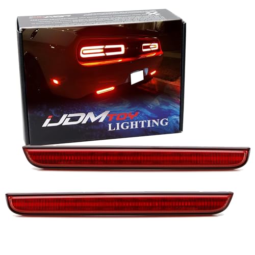iJDMTOY Red Lens 40-SMD Full LED Rear Bumper Reflector Light Kit Compatible With 2015-up Dodge Challenger Function as Tail or Rear Fog Lights product thumbnail 8