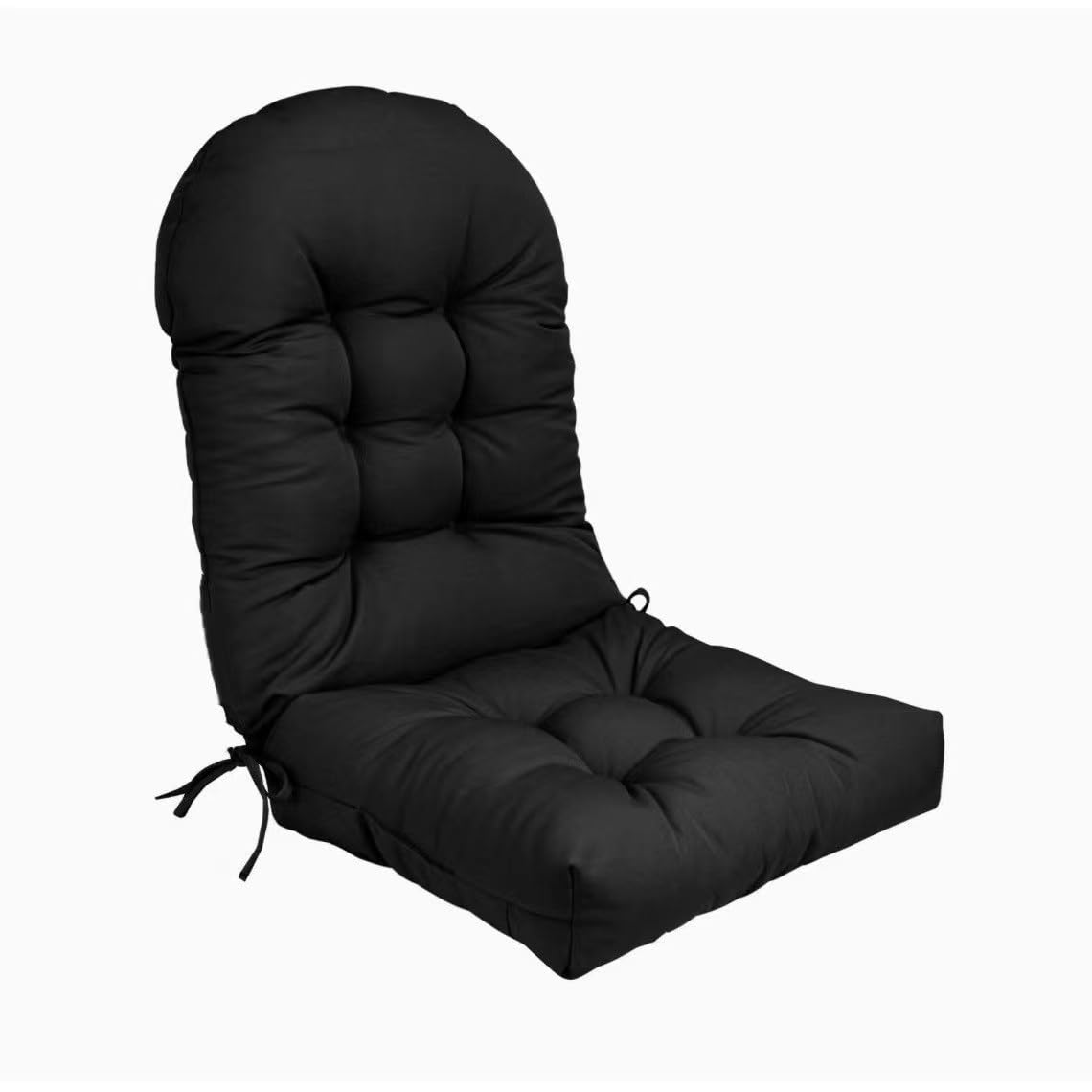 Adirondack Chair Cushion Rocking Chair Cushion High Back Thick Patio Seat Cushions for Indoor Outdoor All-Weather Waterproof & Fade Resistant Tufted Lounge Cushion with Ties(Black,Set of 2)