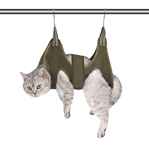 Cat-Grooming-Hammock-Harness-for-small-DogsPet-Hammock-Restraint-BagDog-Grooming-Sling-for-Trimming-Nail-and-EarEye-CareXS-SizeGreen
