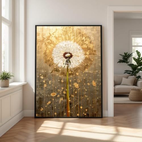 Tableau sur toile fleur dorée TONGYINLI peinture florale abstraite moderne 70x110cm