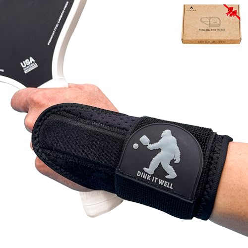 Fjalljs Pickleball Dink Train Wrist Brace - Wrist Support Training Aid for Men and Women Reduces Fatigue & Improves Accuracy (Black Large)