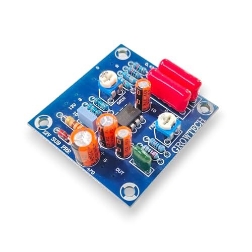 Image of Growtech 12V SUBWOOFER PUNCH BASS Pre-Amp Low Pass Filter Board | DC12V-16V Single Supply | 80Hz-120Hz Adjustable Frequency Control | for Car & Home Audio