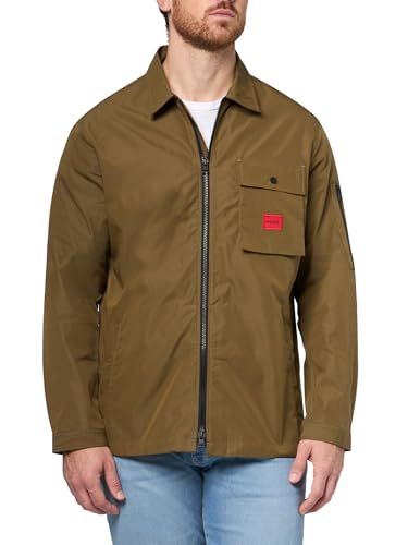 Image of Hugo Men's Cotton Mix Canvas Zip Up Overshirt