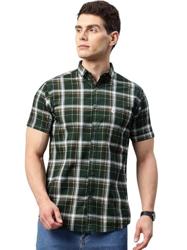 Image of Majestic Man Slim Fit Short Sleeve Checked Pure Cotton Casual Shirt
