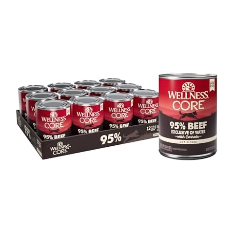 Wellness CORE 95% Natural Wet Grain Free Canned Dog Food, Beef & Carrots,12.5-Ounce Can (Pack of 12) Cover