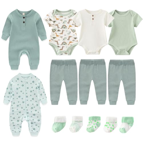 Image of Ruliby Baby Bodysuit and Pant Sets Ribbed Romper Soft Newborn Boy Girl Clothes Outfits Layette Gift Set