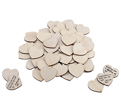 Lillian Rose Fashionable Wedding Guest Book Alternative Wood Signing Hearts, 1.5