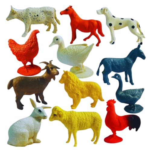Image of ZESTHOME Farm Animal Toy Set for Kids | Animal Figures 6-8 cm | Cow Horse Goat Dog Duck Toys | Educational Learning Toys | Pretend Play | Birthday Gift for Boys Girls | 12 PCS