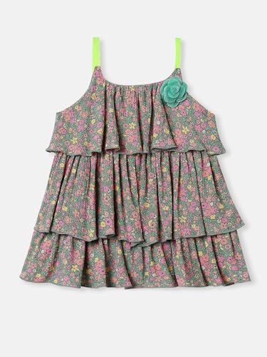 Image of Nautinati Baby Girls Strap Sleeve Fit & Flare Frock | Age 0-3 Years