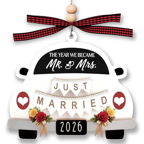 Mr & Mrs Wood Hanging Ornament