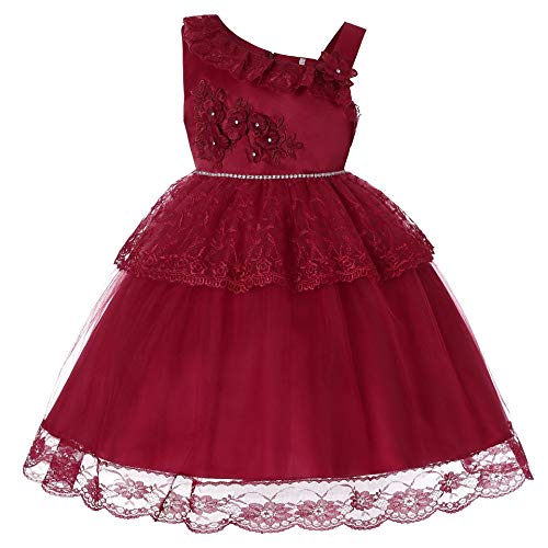 Vestido de fiesta para niña cómodo y transpirable con detalles de encaje para bodas largas