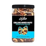 Mixed Nuts Deluxe - Roasted & Salted | 32 oz Reusable Container | Healthy Gourmet Variety Snack Mix with Cashews, Almonds, Brazil Nuts, Pecans, Hazelnuts (No Peanuts) Holiday Gifts | Keto, Vegan Friendly, Healthy Nut Mix | Jaybee's