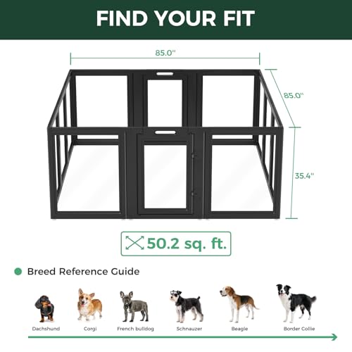 Image of FXW AuraSpace Acrylic Indoor Dog Playpen for Medium Dogs, 35 Inch, 12 Panels, Black