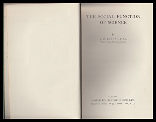 The social function of science, B0006AOG22 Book Cover