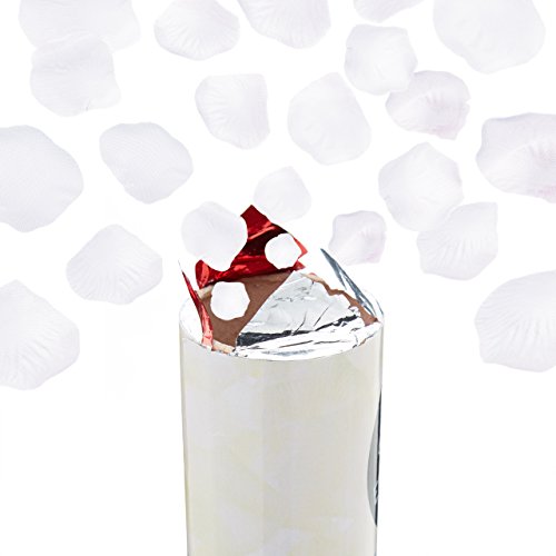 Miniatura 3 de Relaxdays Pack De 10 Cañones De Confeti Pétalos De Rosa Para Bodas Y Aniversarios, Hasta 8 M De Altura, Blanco, 40 Cm