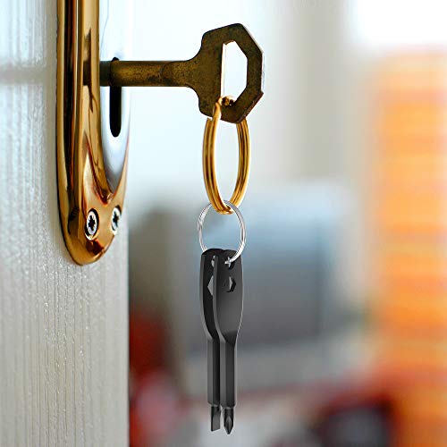 Portable Keychain Screwdriver 4-in-1 Multifunction Screwdriver set, EDC Pocket Screwdriver Consists of a Slotted Screwdriver and Phillips Screwdriver Hex Wrench Hand Repair Tool(Style two, black)