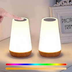 Lamparas De Mesa Habitacion Matrimonio Lightess 2 Pcs Lamparas Inalámbricas y con USB de Mesita de Noche, 13 Color RGB Dimmable - Luz Nocturna Infantil y Recargable con Control Remoto Táctil