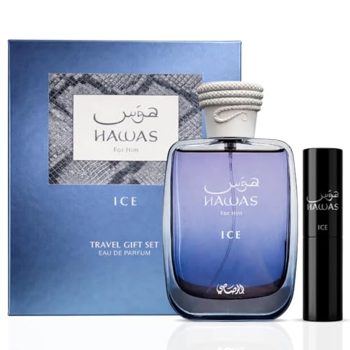 Image of RASASI Hawas Ice For Men 2 piece Travel Set Eau De Parfum Spray 100ML (3.4 Oz) & 8ml (0.27 Oz)