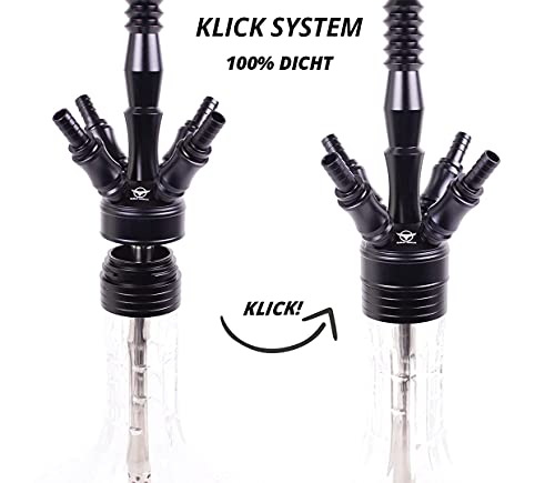 EAGLE Hookah Aluminium Shisha -'TITAN' - Black - Komplett Set 4 Schlauch Wasserpfeife – Bild 4