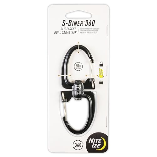 Nite Ize S-Biner 360 SlideLock Dual Carabiner, Swivel Carabiner for Keys and Gear 50 lbs, Size #4