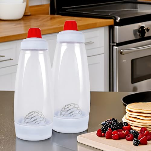2 Pack Pancake Batter Dispenser and Mixer with BlenderBall Wire Whisk Batter...