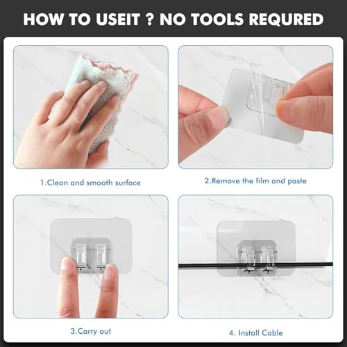 Image of 10 Pack Outdoor String Light Clips Heavy Duty Cable Clips UV-Resistant Adhesive Strips Sticky Hooks for Hanging Fairy Lights Christmas Diwali Decorations Self-Adhesive Cable Organizer
