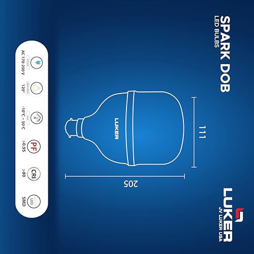 Image of LUKER JVLuker 36W LED Bulb B22 Base Energy Efficient Light 120 Degree Wide Beam Coverage High CRI Surge Protection Lights for Home and Office Indoor & Outdoor, 1 Year Warranty (Pack of 4, White)