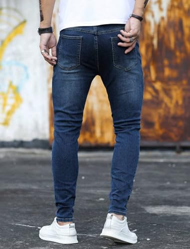 HUNGSON Skinny Jeans for Men Stretch Slim Fit Ripped Distressed3