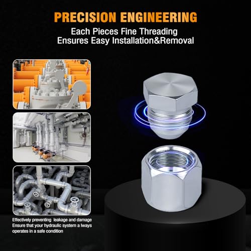 Pikwo 144 Pc Jic And Orfs Master Industrial Hydraulic Cap And Plug Hose Tube And Pipe Fitting Kit Cap And Plug Kit Precision Threading In Orfs And 37° Dash Sizes 4 6 8 10 12 16 thumb #3