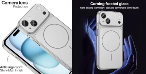 Image of for iPhone 14 Plus |Convert to 17 pro /17 Pro Max Style Premium Back Glass Converter Cover Magnetic Case for iPhone 14 Plus |Convert to 17 pro /17 Pro Max (Silver)