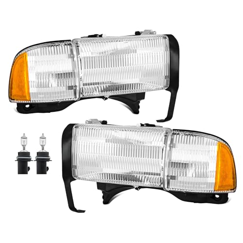 Reinko Headlight Assembly Fit For 1994 1995 1996 1997 1998 1999 2000 2001 Dodge Ram 1500 for 1994-2002 Dodge Ram Pickup 2500 3500 Headlights Not fit Sport Models