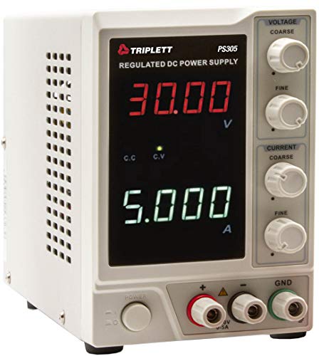Image of Triplett PS305 Single Output 30V /5A DC Power Supply with Dual 4-Digit LED Displays with Certificate of Traceability to NIST