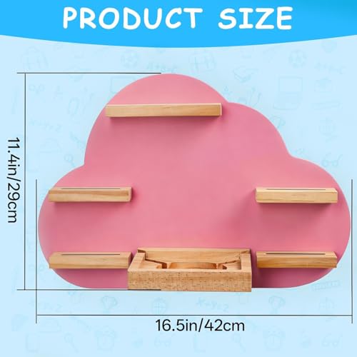 Image of Cloud Toines Shelf, for TonieBox 1 and 2 Tonies Wall Floating Shelf Storage for 12-20 Toine Figures Characters Wall Shelf Magnetic for Tonies Toniebox, Charging Station, Kids Play Room (Pink 2)