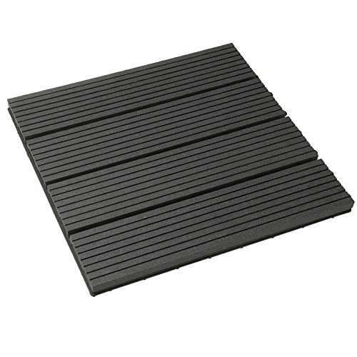 Laneetal Set van 11 WPC houten tegels, terrastegels, kliksysteem, 30 x 30 cm, voor terras en balkon, vloertegels, kliktegel, vloerbedekking 1 m² antraciet in houtlook - Image 4