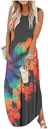 Summer Dresses for Women 2025 Beach Vacation Dress Boho Floral Sundresses Ladies Tropical Pockets Maxi Dress