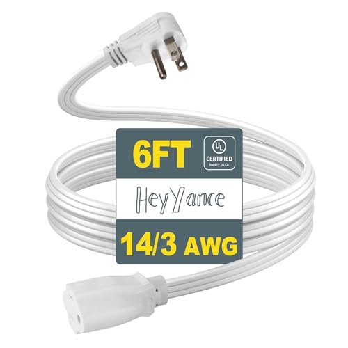 HeyYance 14 Gauge Heavy Duty Appliance Extension Cord - 6 FT SPT-3 Flat Plug 3...