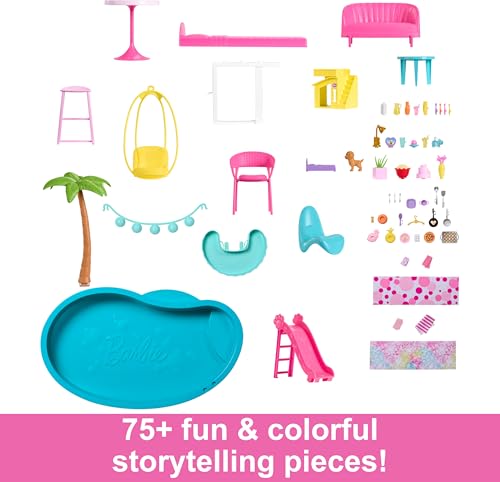 image for Barbie DreamHouse, Doll House Playset with 75+ Pieces Including Toy Fu