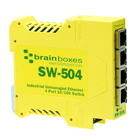 UN —under nest— Brainboxes Sw-504 Industrial Unmanaged Ethernet Switch 4 Ports - 4