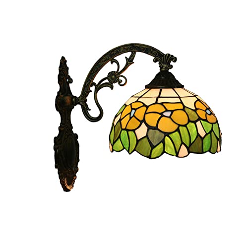 Applique murale Tiffany fleurs jaunes luminaire en verre 20cm