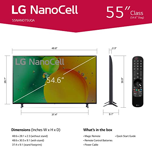 LG NANO75 Series 55-Inch Class Smart TV 55NANO75UQA - 2022 AI-Powered 4K, Alexa Built-In