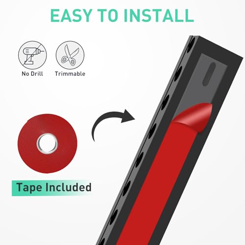 ENONCI Updated Cable Raceway Kit - 77 (5x15.4) Inch Open Slot Wire Covers for Cords, Under Desk Cable Management System to Hide Under Desk/Tv/Computer/Net/Power Cords, (Pack 5) - Thumbnail 6